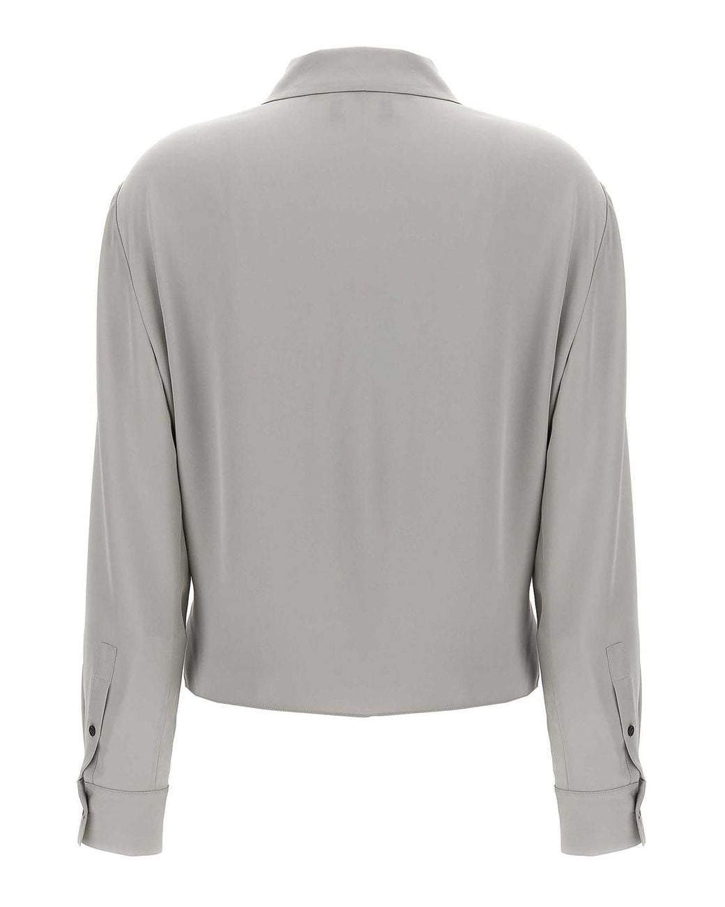 Theory Gray Pk Label Wrap Blouse
