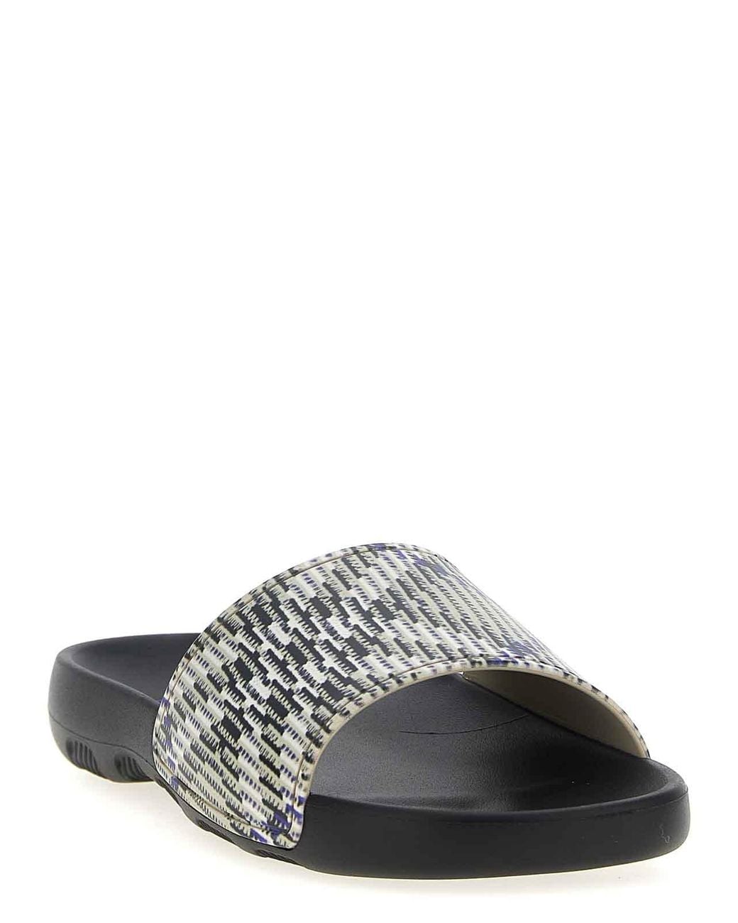 Burberry White Dive Check Sandals for men