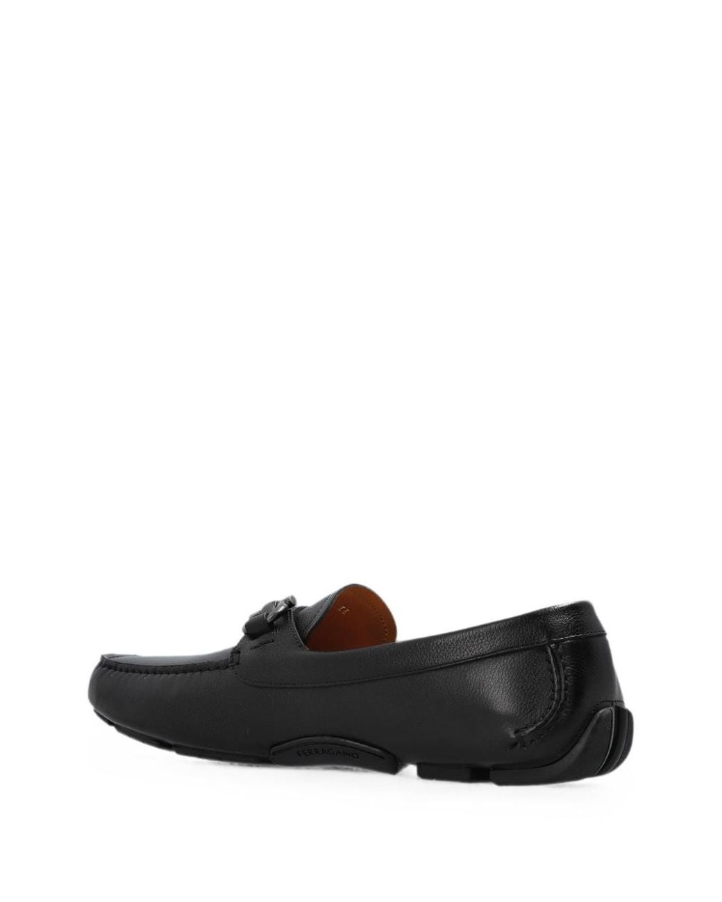 Ferragamo Black Leather Driver Shoes for men