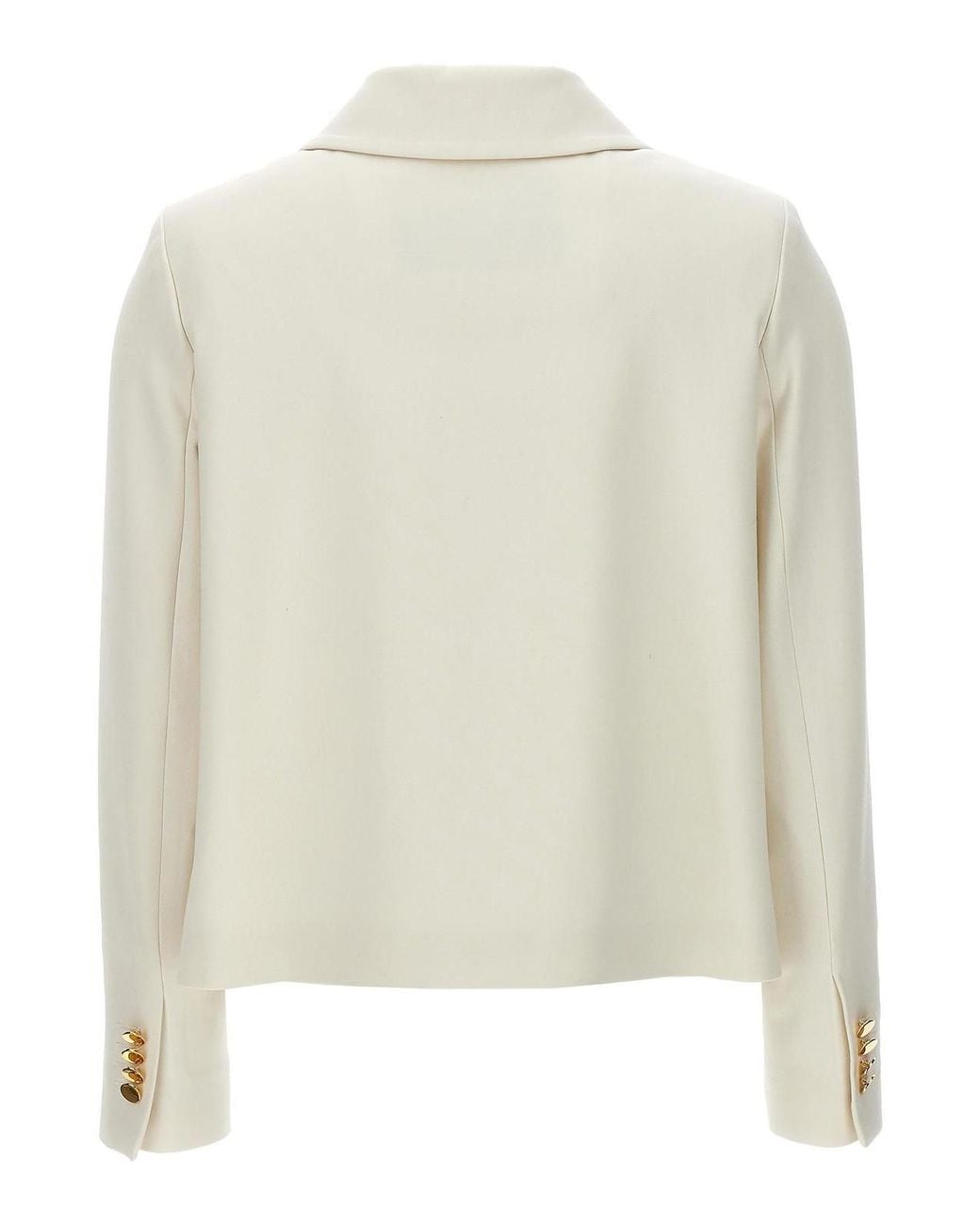 Kiton White Cropped Double-Breasted Jacket