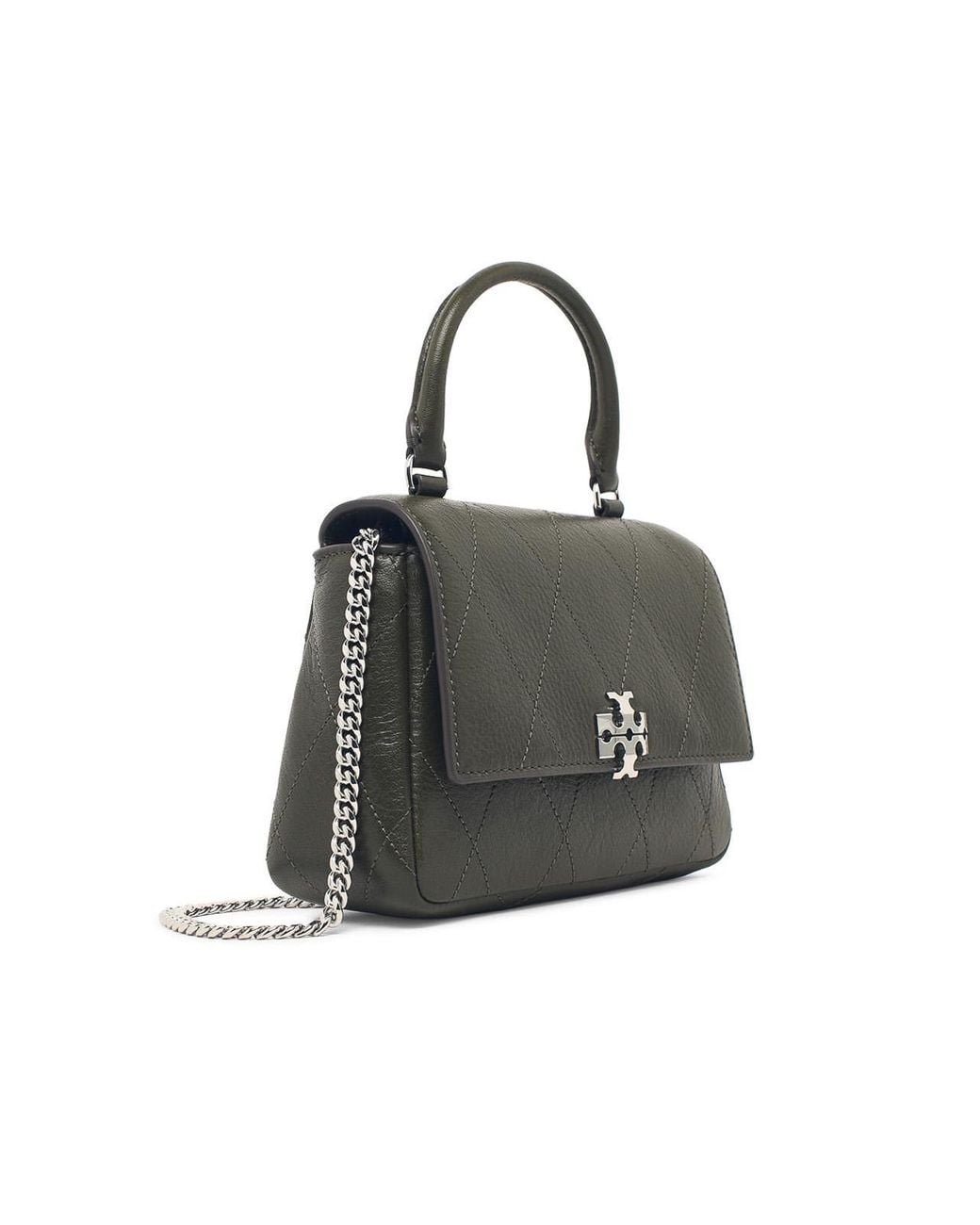 Tory Burch Black Charlie Top Handle Leather Bag