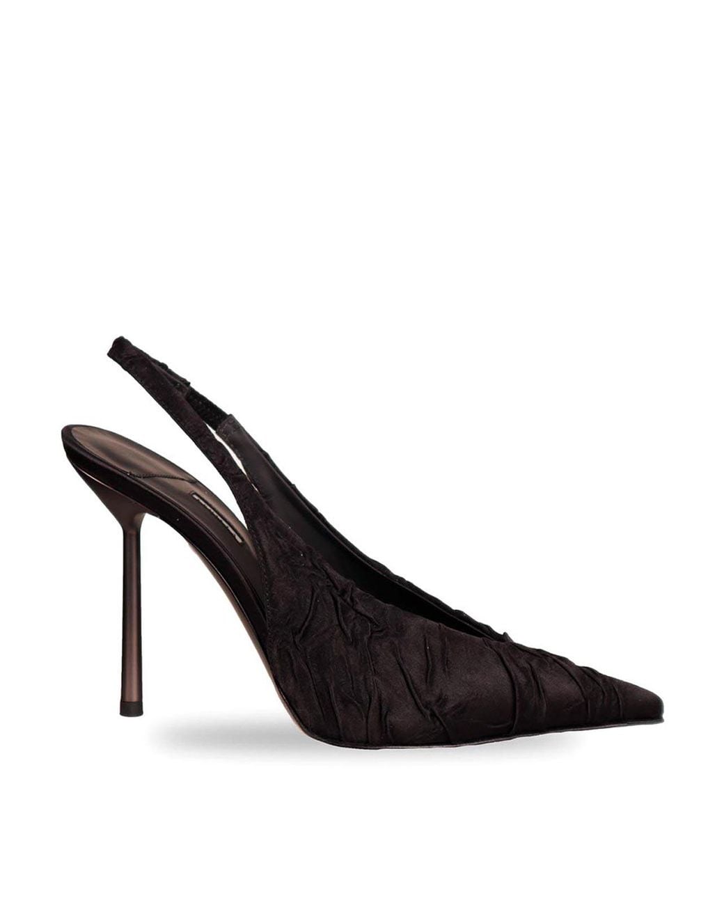 Le Silla Black Slingback Clevage Crinkled Fabric