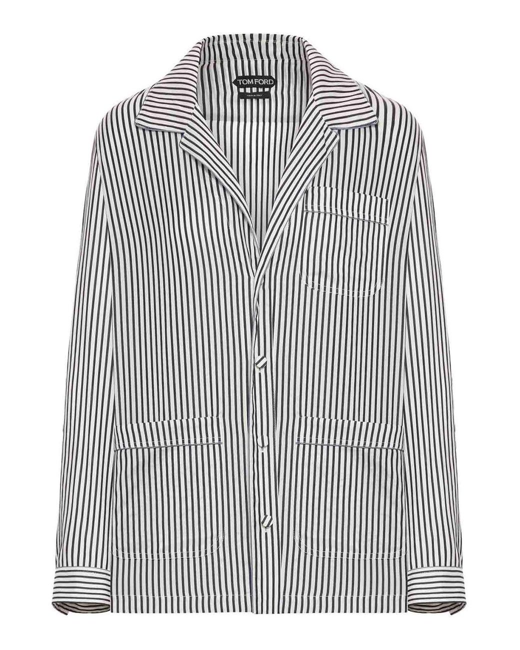 Tom Ford Gray Striped Silk Shirt