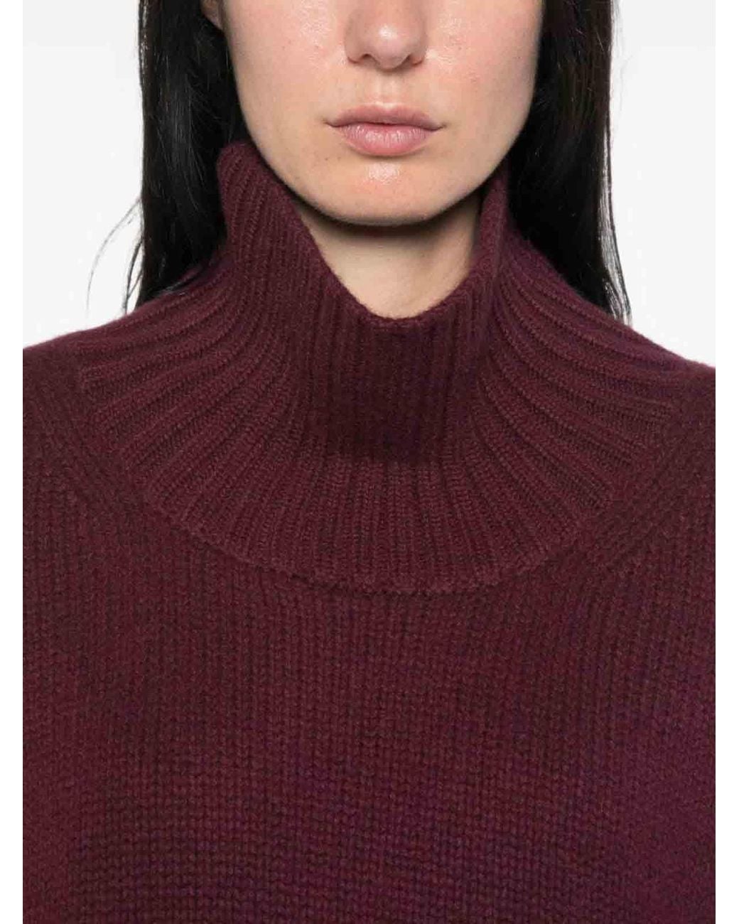 Soft Goat Red Cashmere Turtle-Neck Sweater