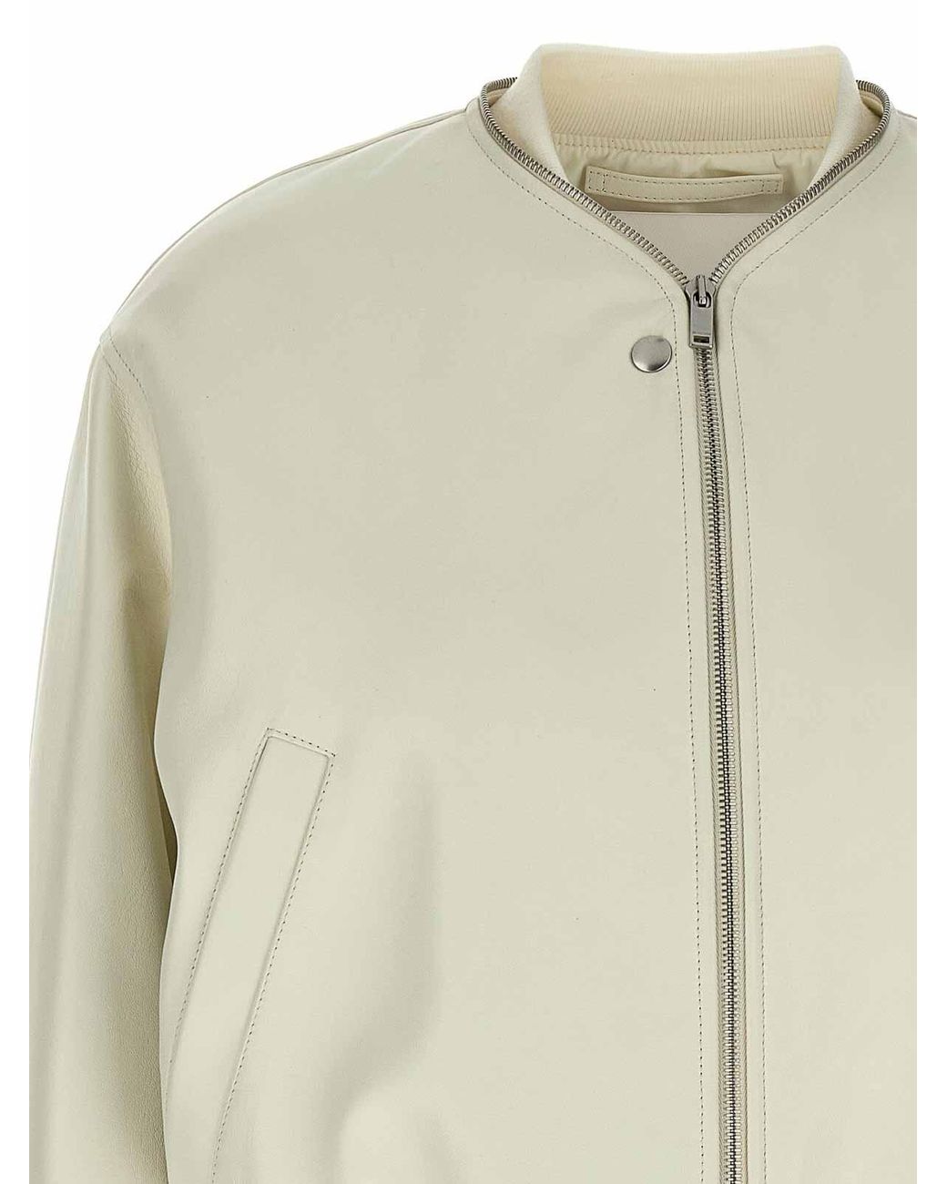 Jil Sander Natural Leather Bomber Jacket