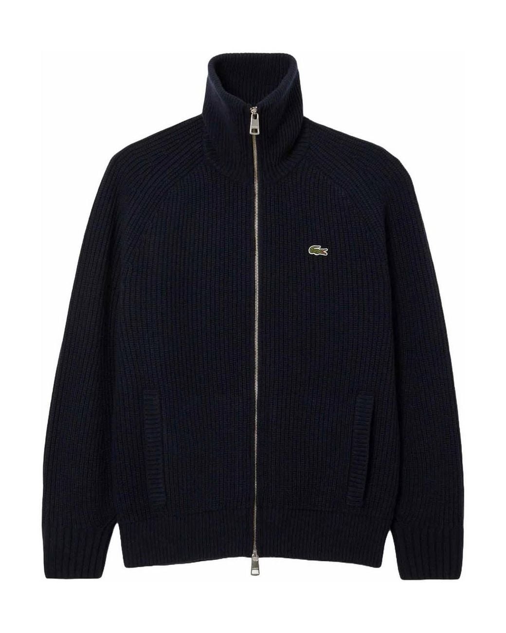 Lacoste Blue Carded Wool Turtleneck Sweater With Zipper for men