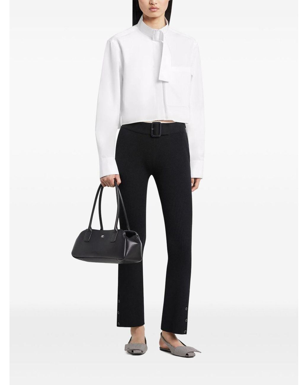 Courreges Black Ribbed Knitted Trousers