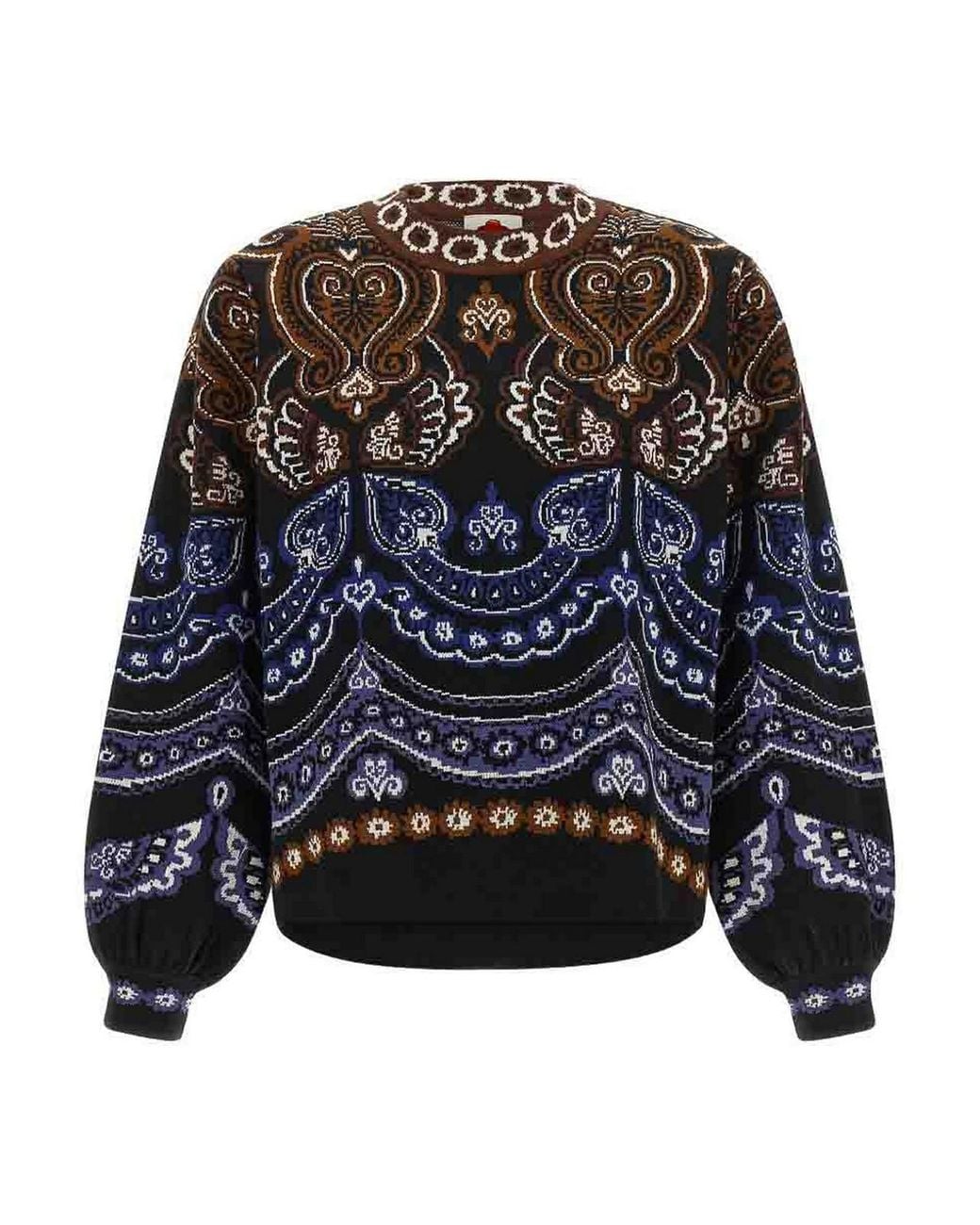 Farm Rio Black Sweater With Tropical Floral Print
