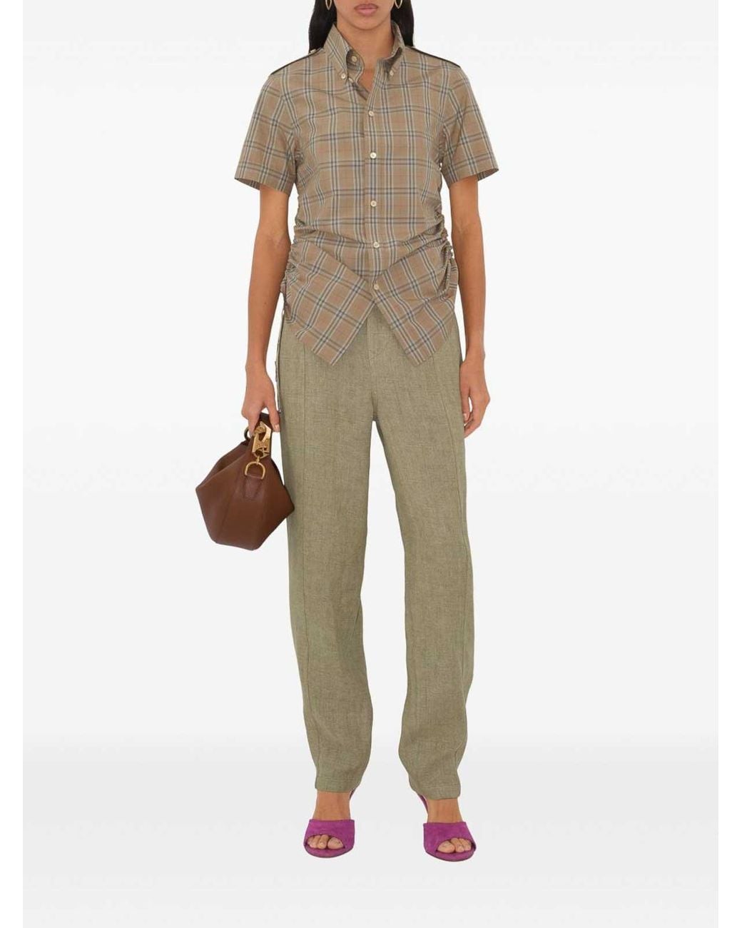 Burberry Natural Checkered Cotton Shirt