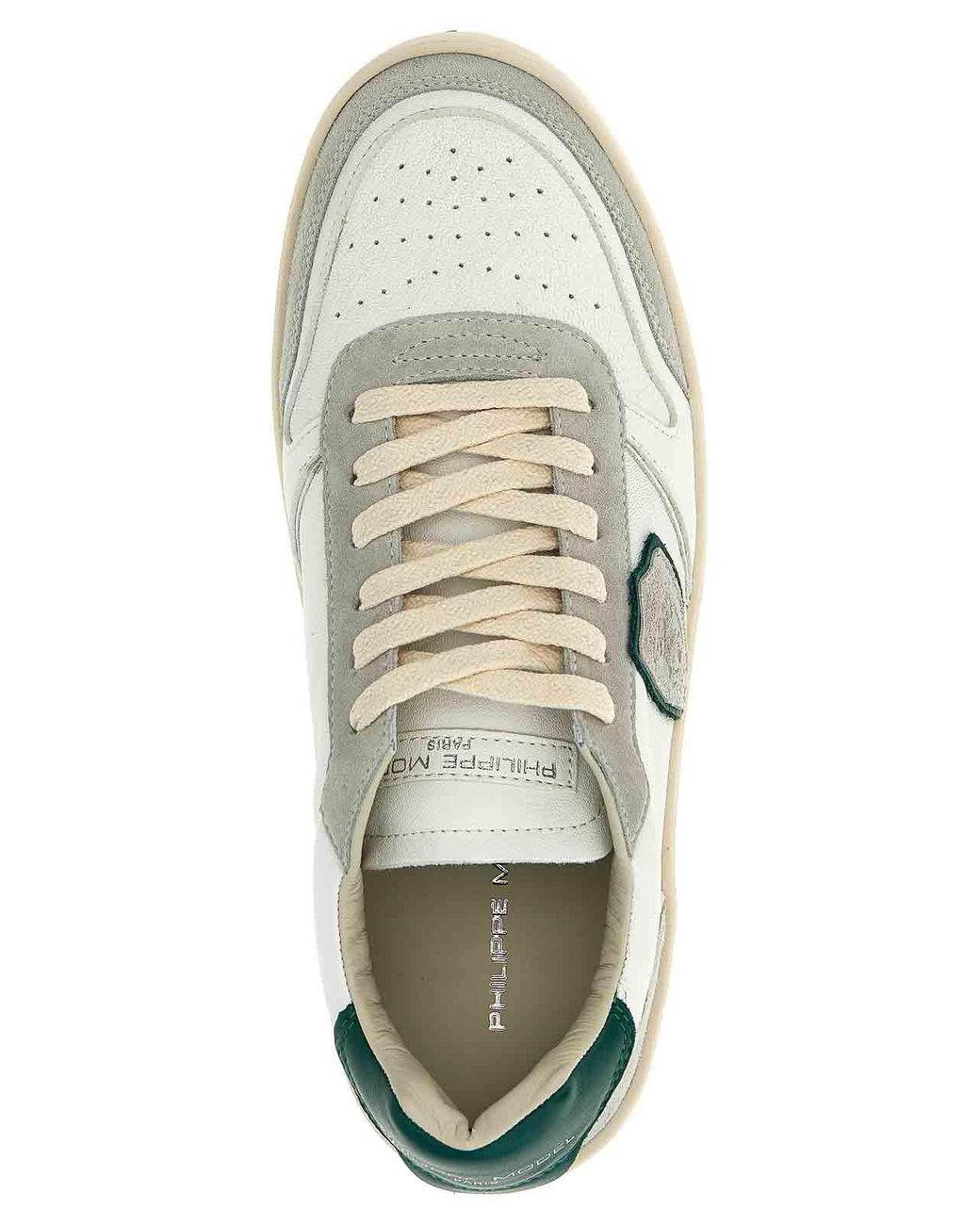 Philippe Model White Leather And Suede Sneakers