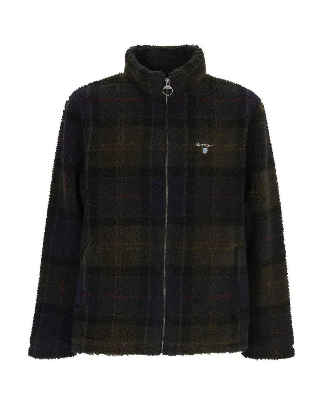 Barbour Black Tartan Fleece Zip Jacket for men