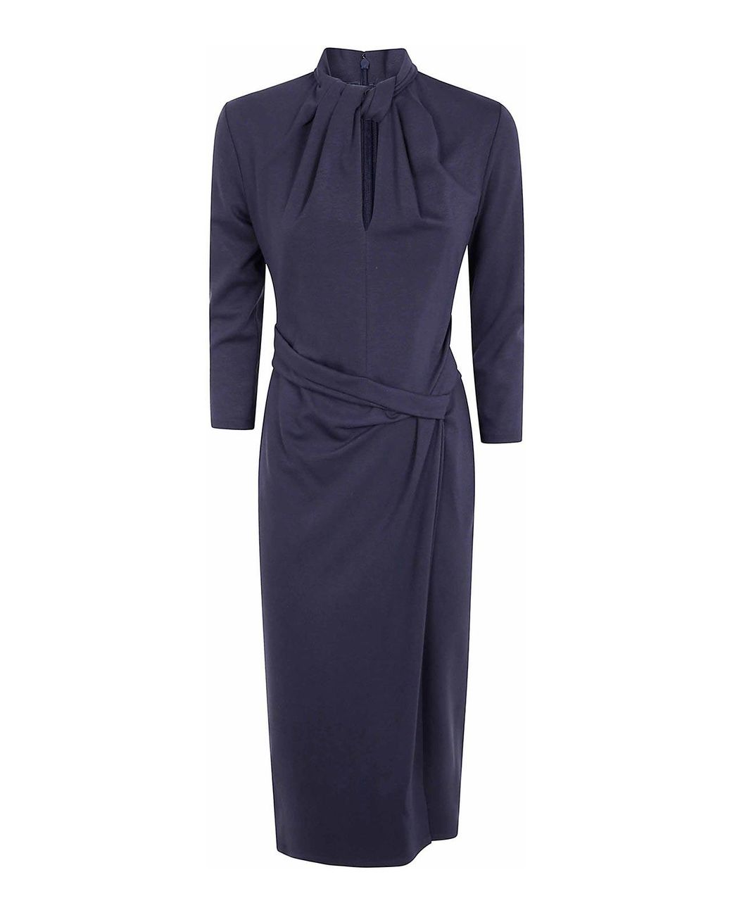 Giorgio Armani Blue Turtleneck Midi Dress