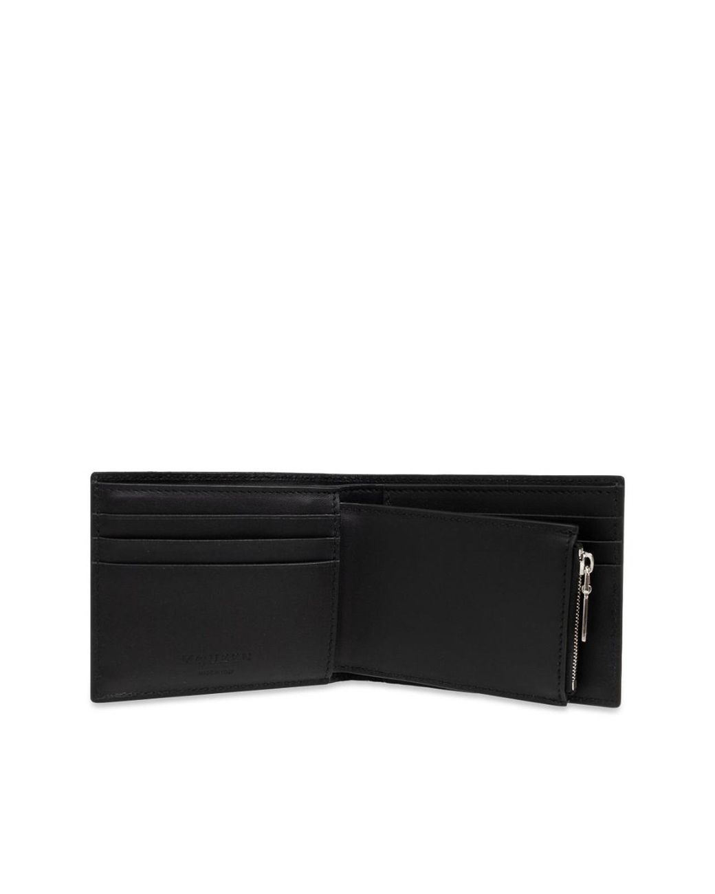 McQueen Black Calf Leather Wallet With Logo for men
