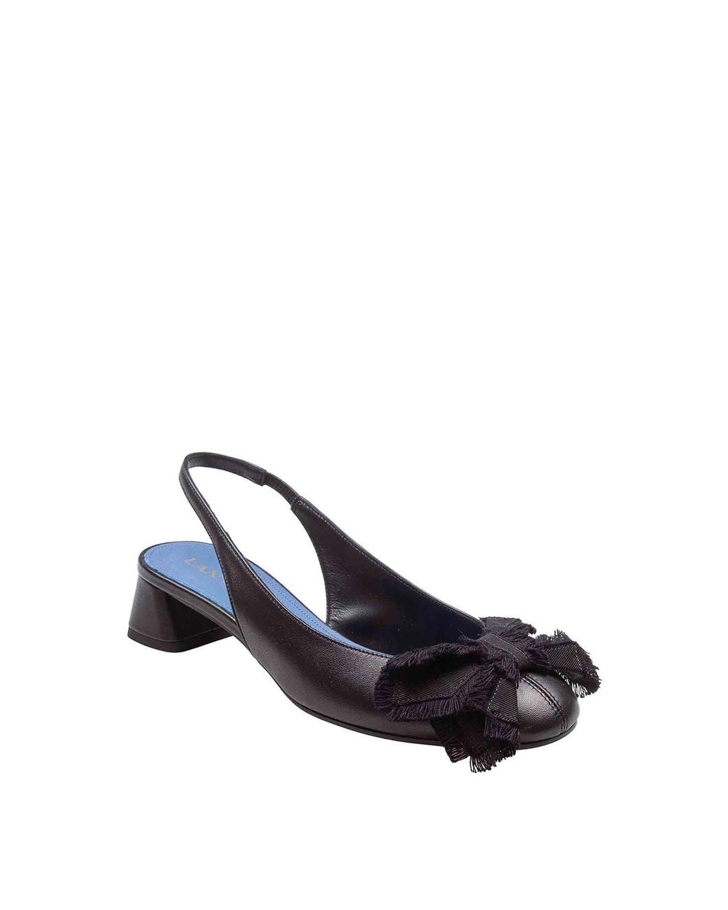 Lanvin Blue Bow Small Heel Slingback