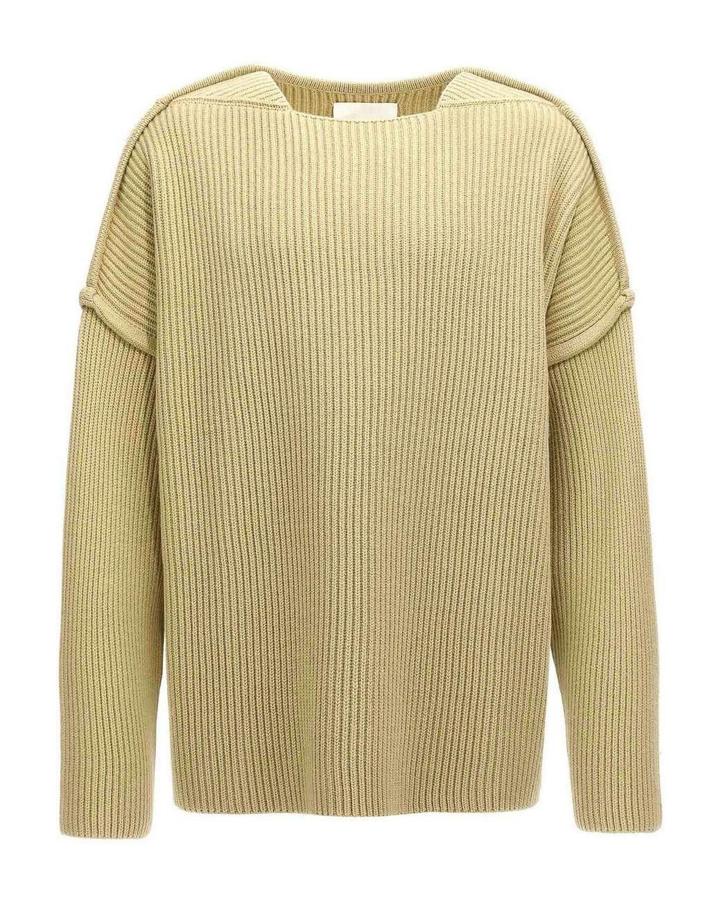 Jil Sander Natural Geometric Neckline Sweater for men