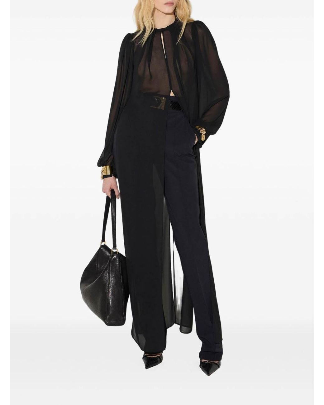 Elisabetta Franchi Gray Long Sheer Shirt