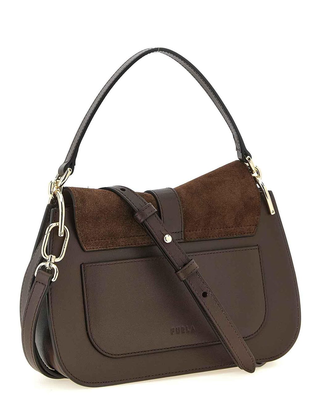 Furla Brown Flow M' Buckle Handbag