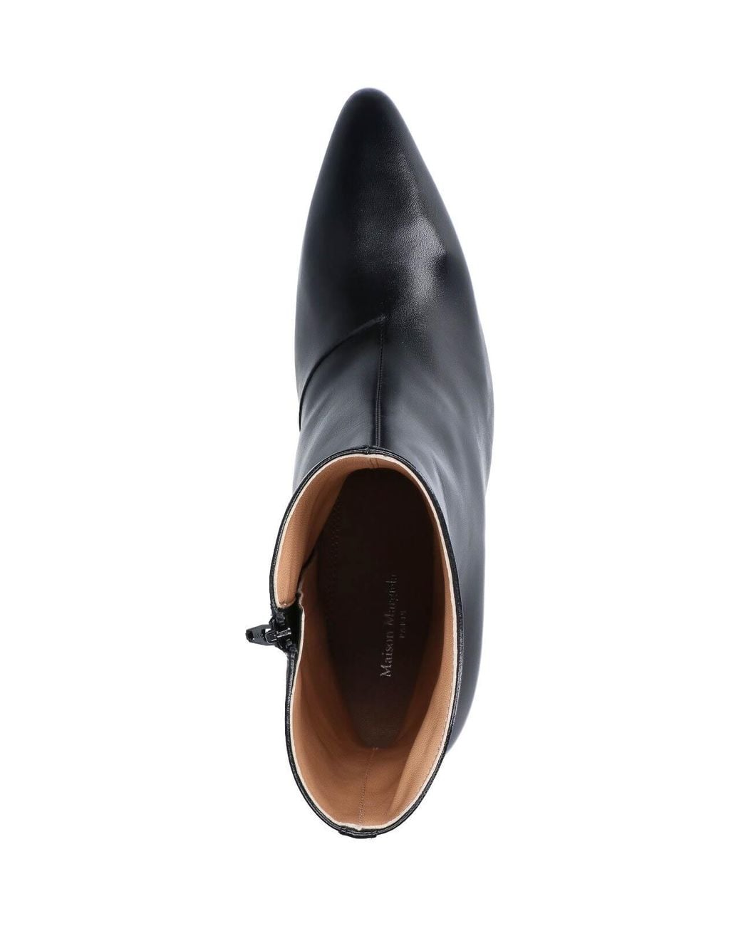 Maison Margiela Black Leather Glossy Pointed-Toe Wedge Ankle Boots