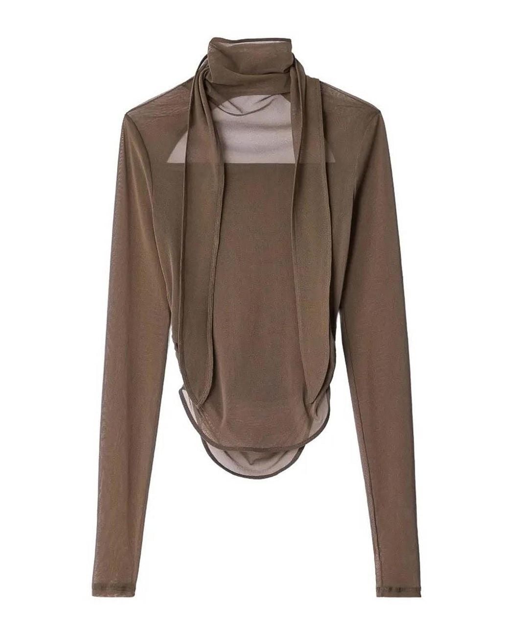Lemaire Brown Ballerina Sheer Scarf Top