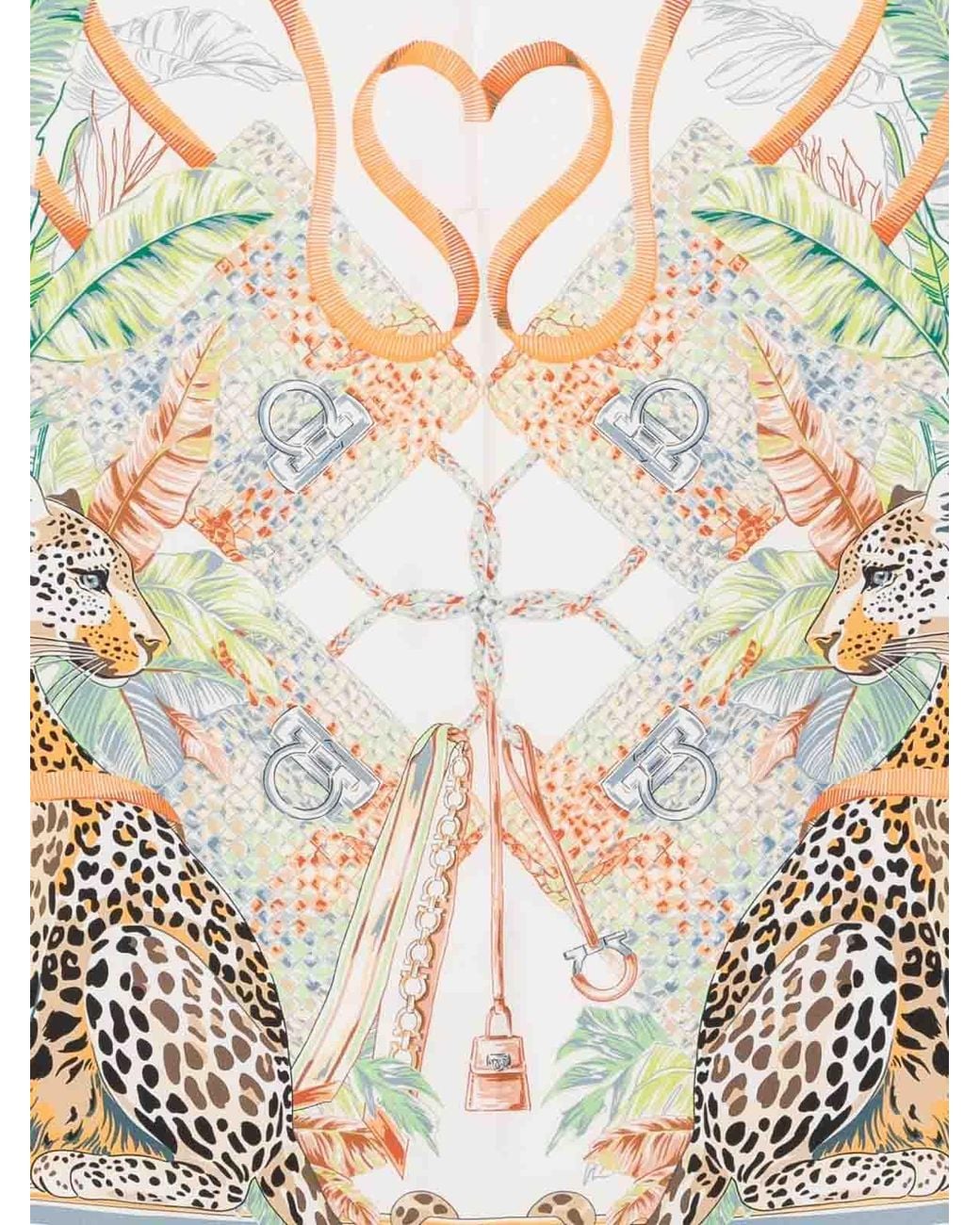 Ferragamo Metallic Printed Silk Foulard
