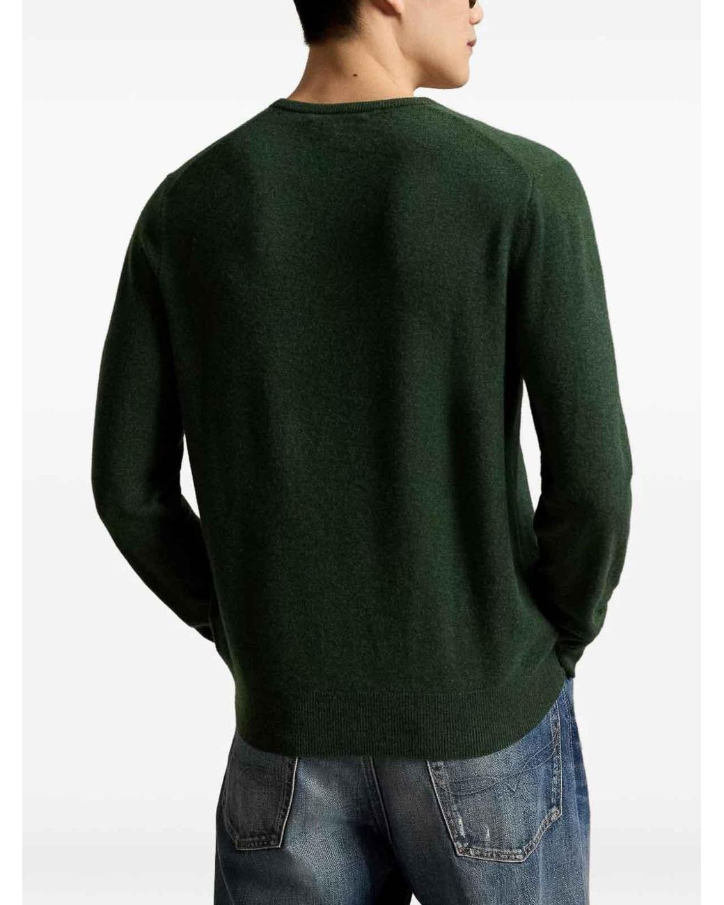 Polo Ralph Lauren Green Dark Wool Sweater With Logo for men