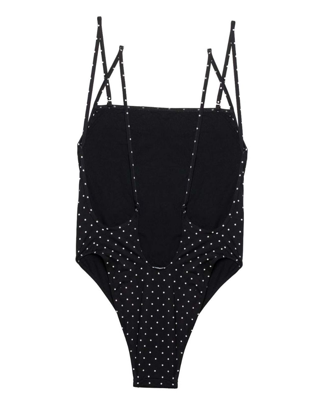 Tom Ford Black All-Over Contrasting Polka Dot-Printed Jersey One-Piece Swimsuit With Double Shoulder Straps