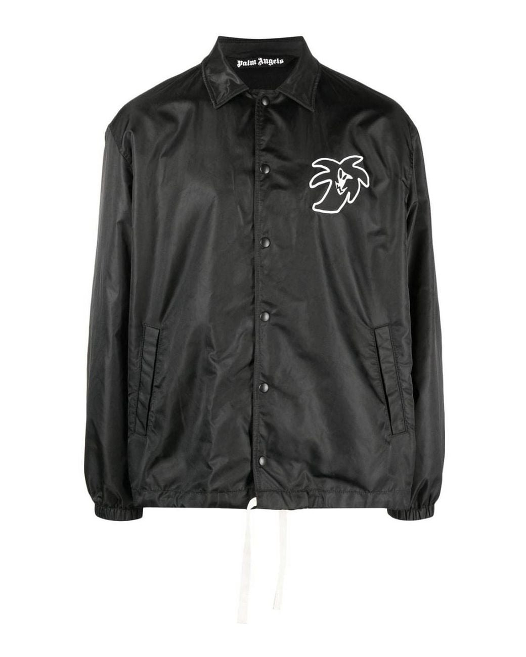 Palm Angels Black Printed Coach Jacket for men