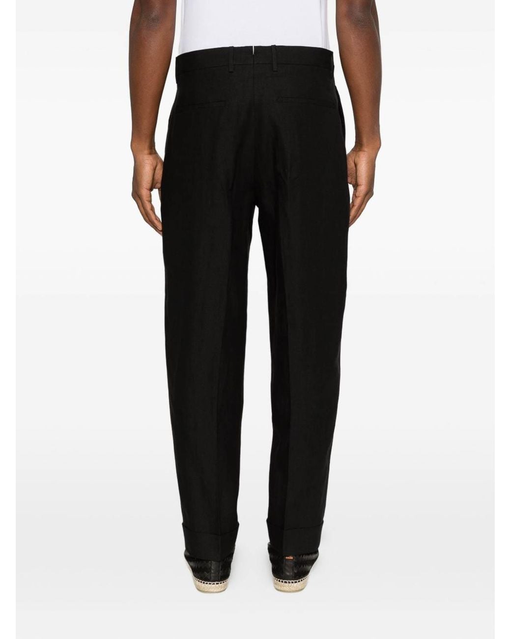 Berwich Black Chiaia Long Trousers With Pleats for men