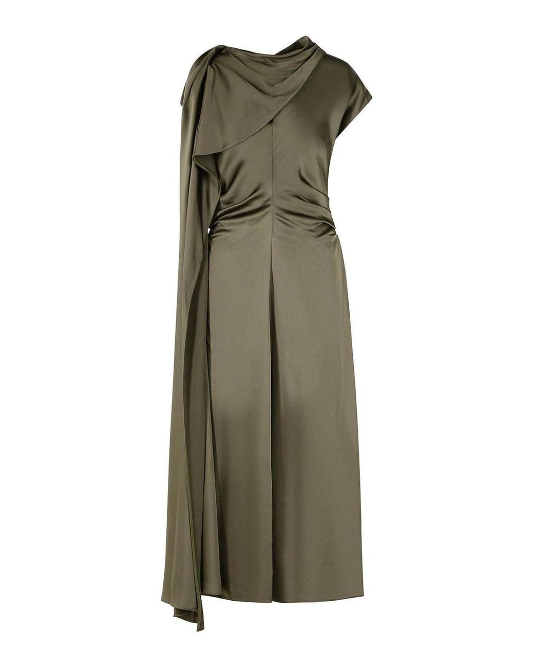 Jonathan Simkhai Green Draped Asymmetric Midi Dress