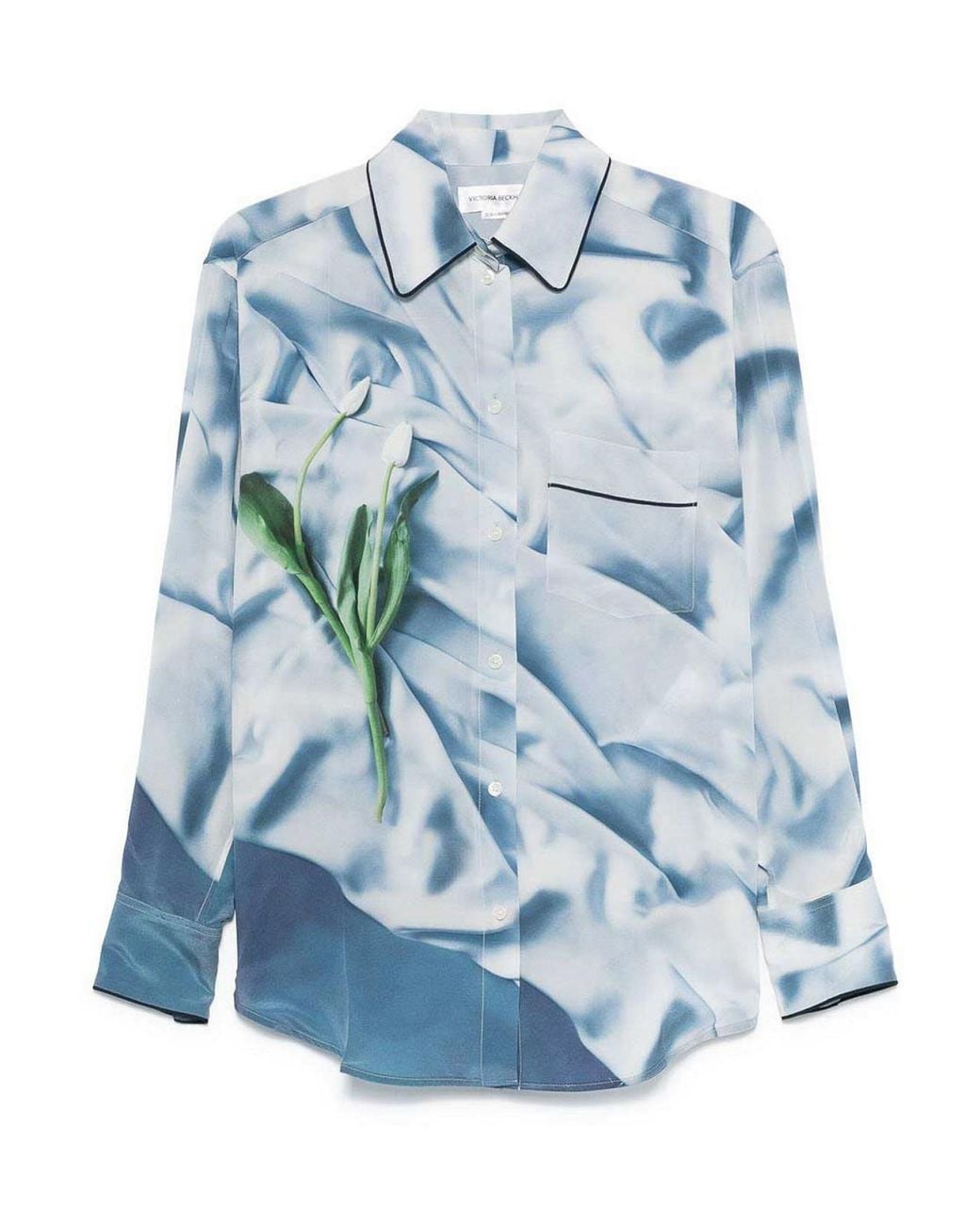 Victoria Beckham Blue Satin Pyjama Shirt