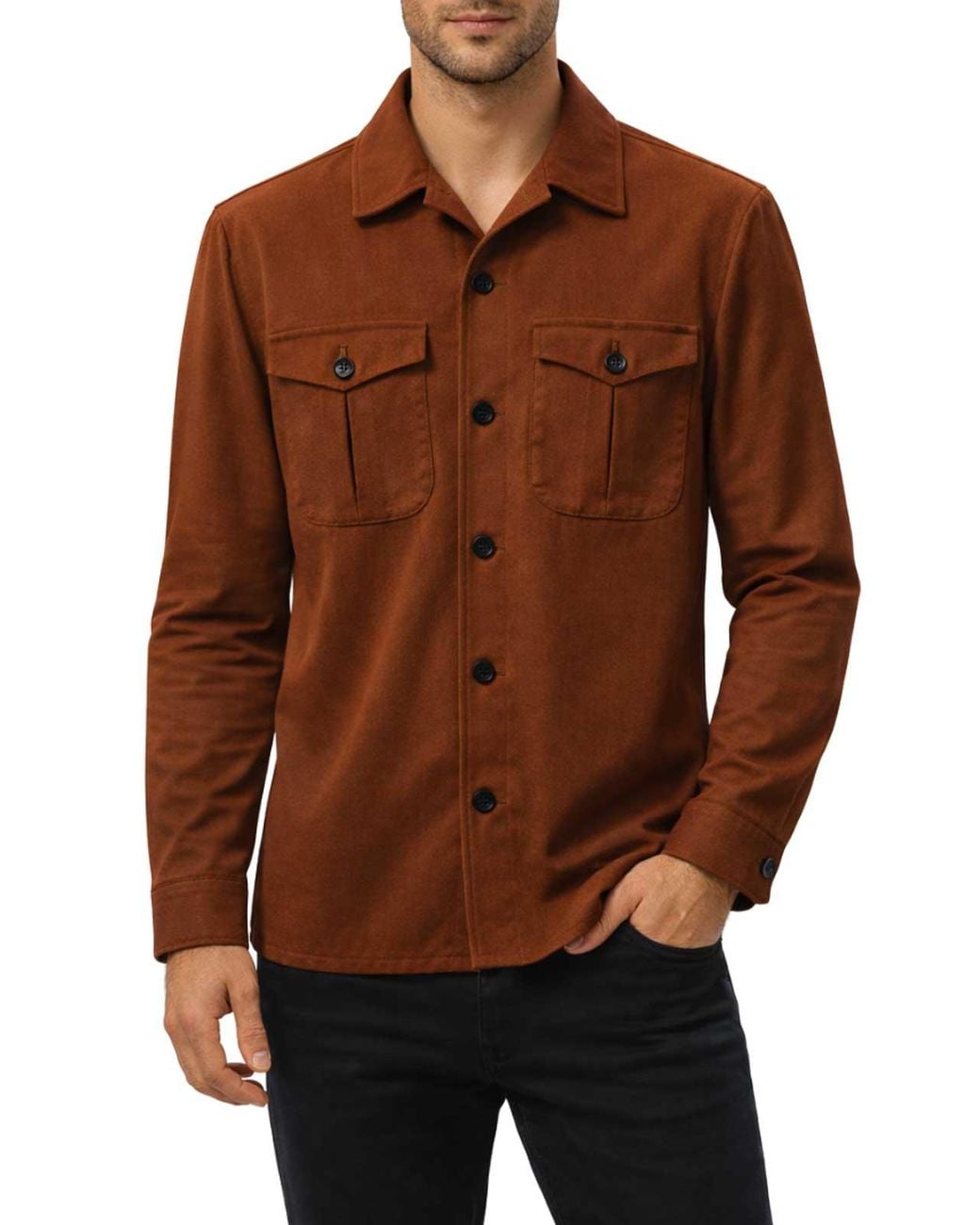 Franzese Collection Brown Canonico Fabric Overshirt for men