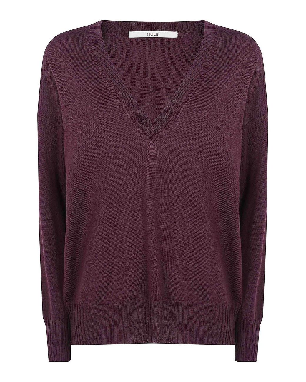 Nuur Purple Long Sleeves V Neck Sweater