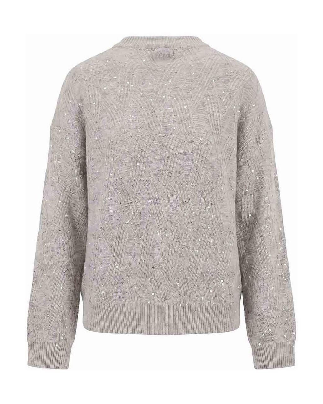 Peserico Gray Diamond-Pattern Sweater