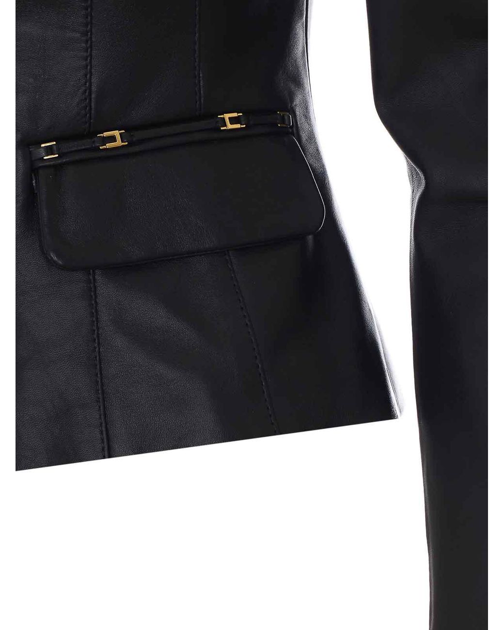 Elisabetta Franchi Black Leather Jacket