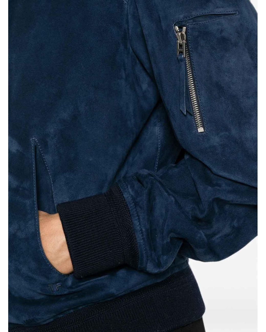Tom Ford Blue Leather Outerwear for men