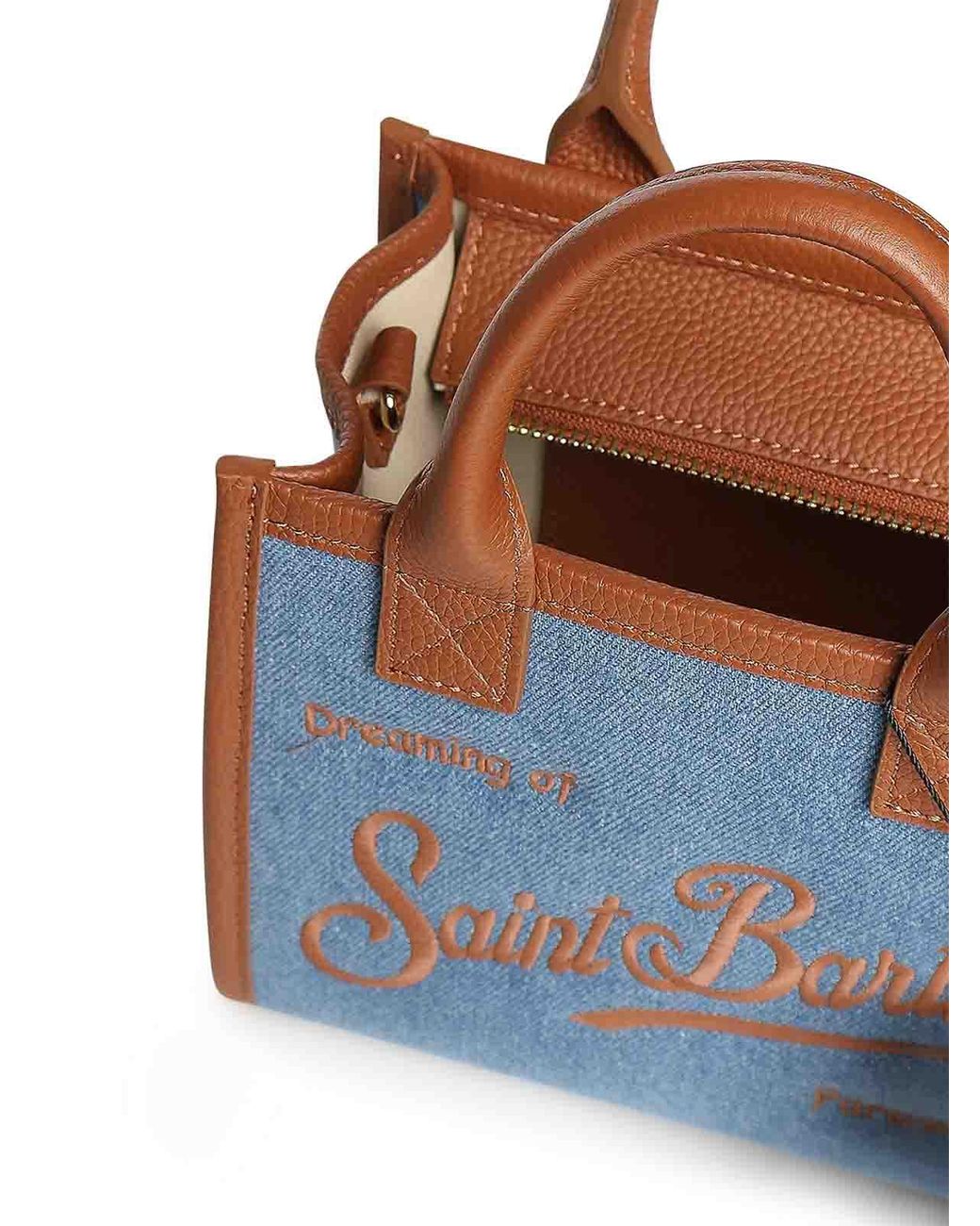 Mc2 Saint Barth Blue Mini And Leather Vanity Bag