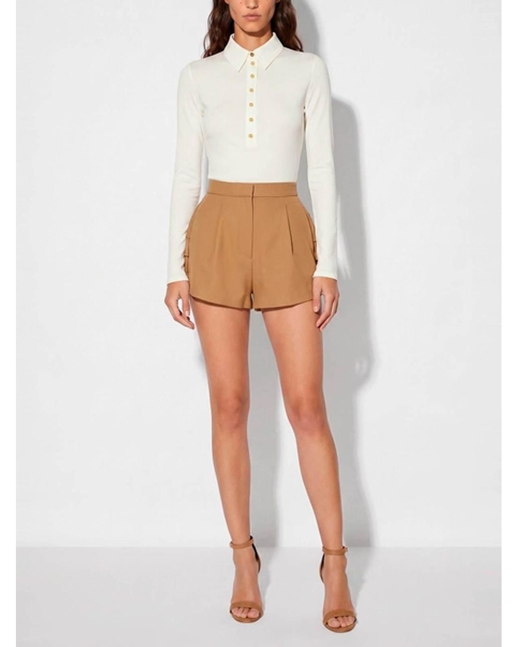 Elisabetta Franchi White Long-Sleeved Knit Polo Shirt