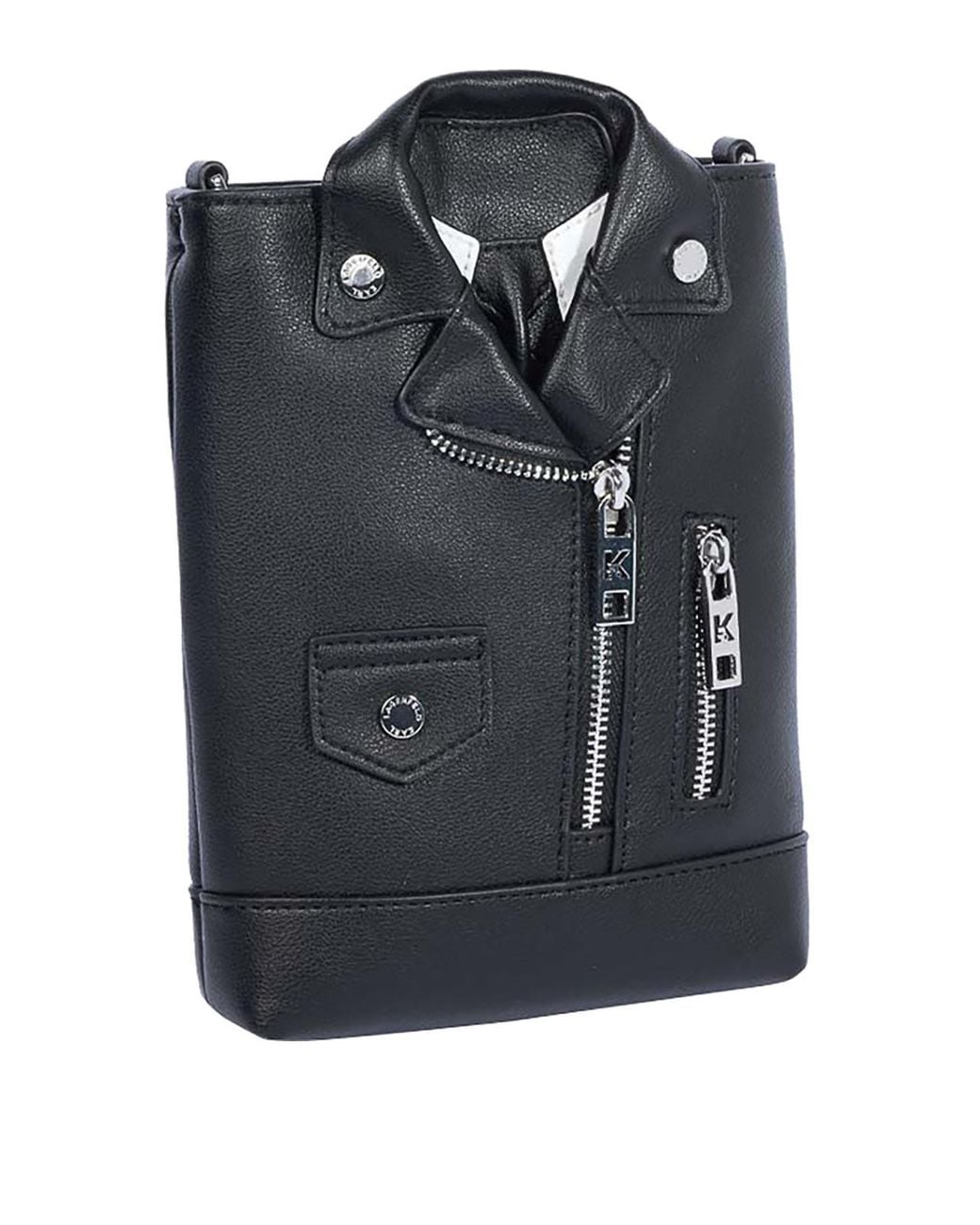 Karl Lagerfeld Black Ikon Crossbody Biker Jacket Bag