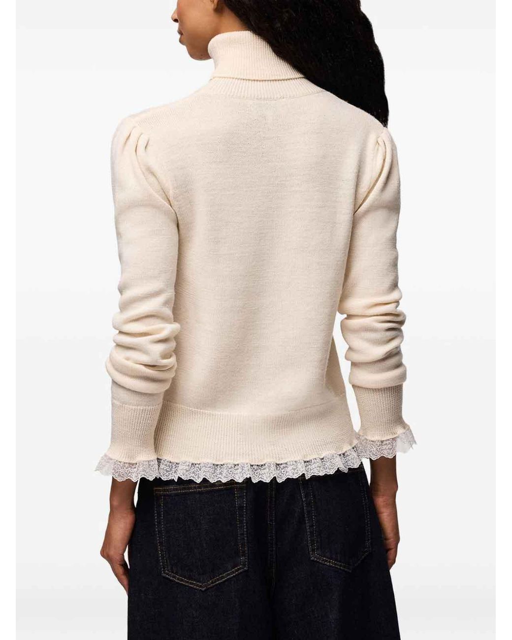 Ganni White Merino Wool Turtleneck Sweater