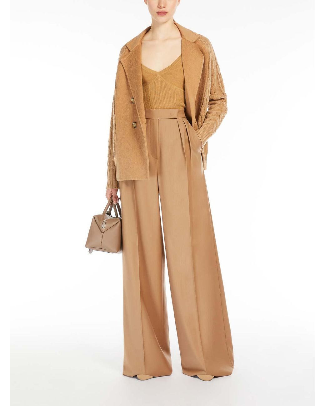 Max Mara Brown Micio Wool And Cashmere Pea Coat