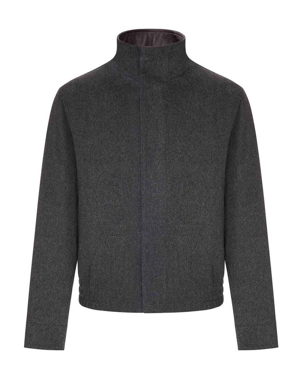 Lardini Gray Loro Piana Fabric Blouson With High Collar for men
