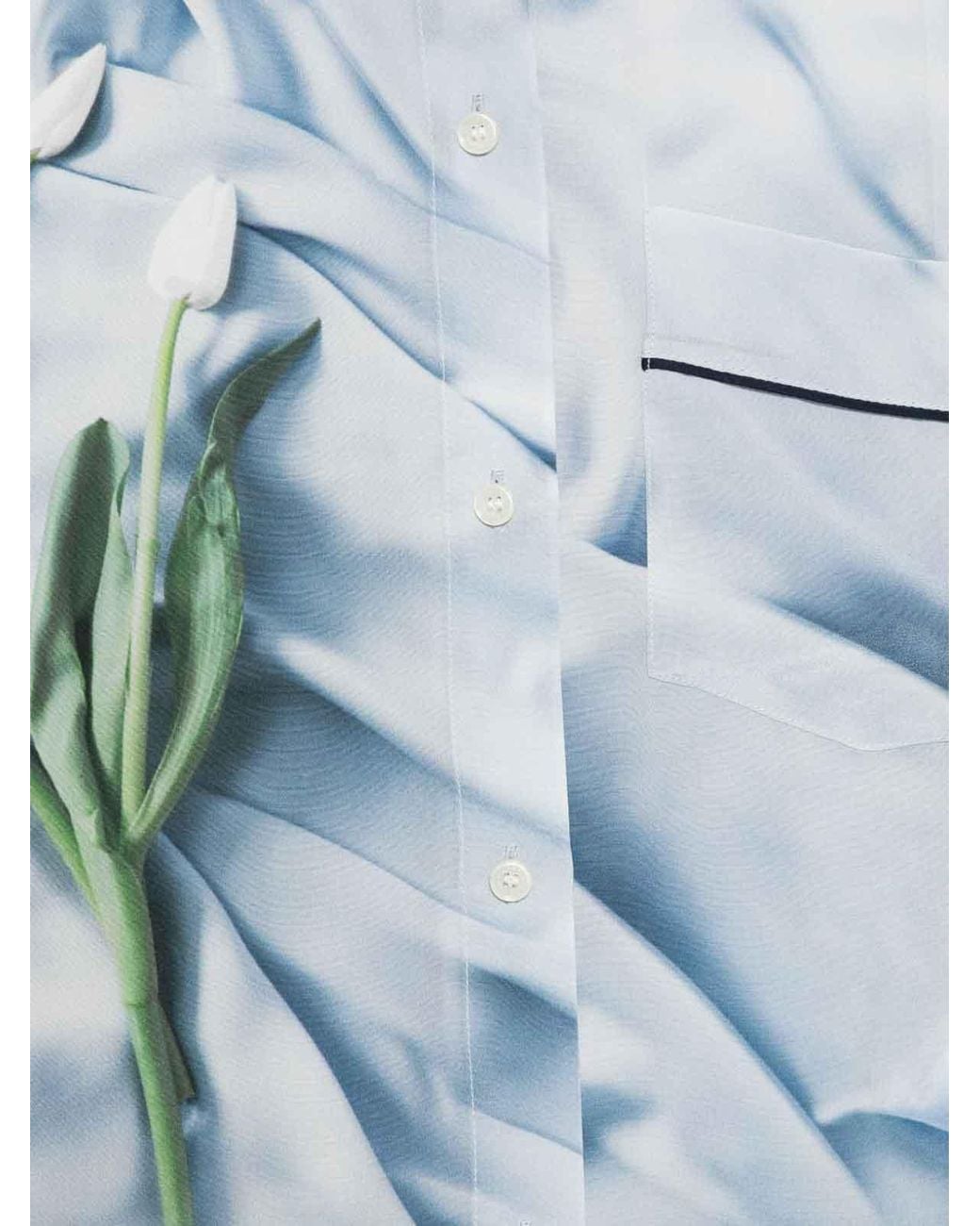 Victoria Beckham Blue Satin Pyjama Shirt