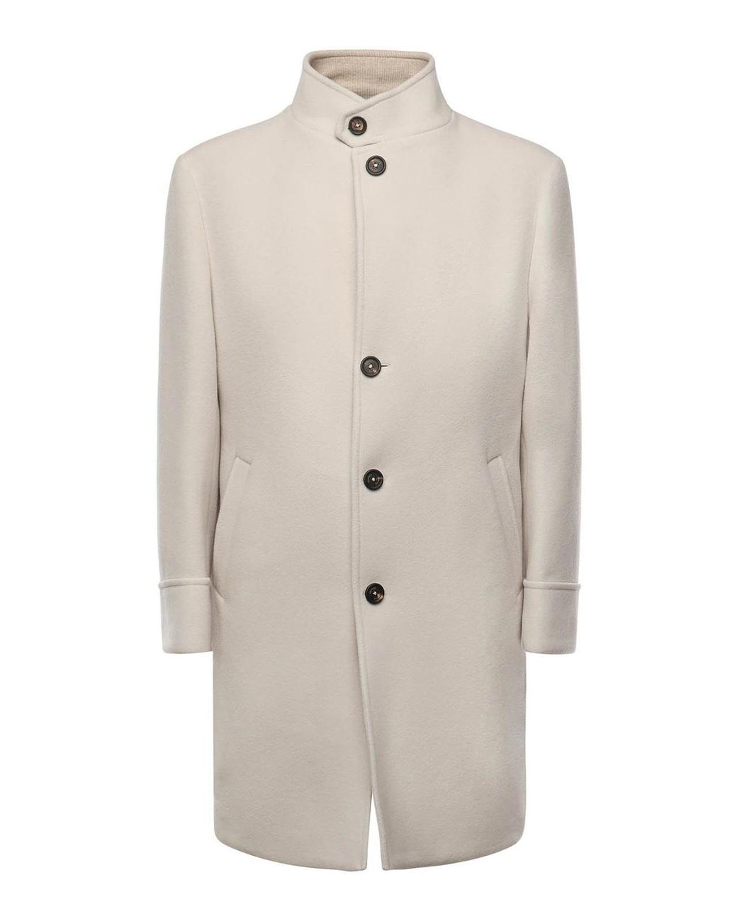 Eleventy White Single-Breasted Wool Coat for men