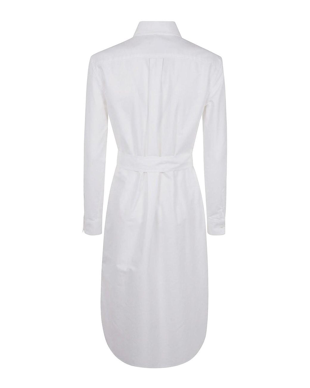 Polo Ralph Lauren White N Cory Long Sleeve Day Dress