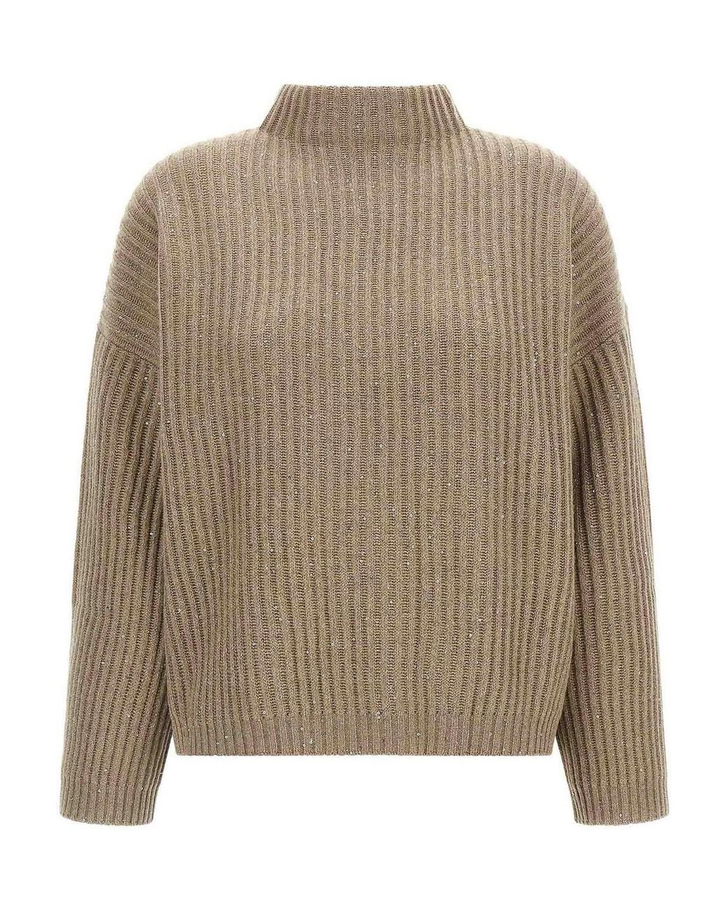 Brunello Cucinelli Brown Sparkling & Dazzling Wool-Cashmere Jumper