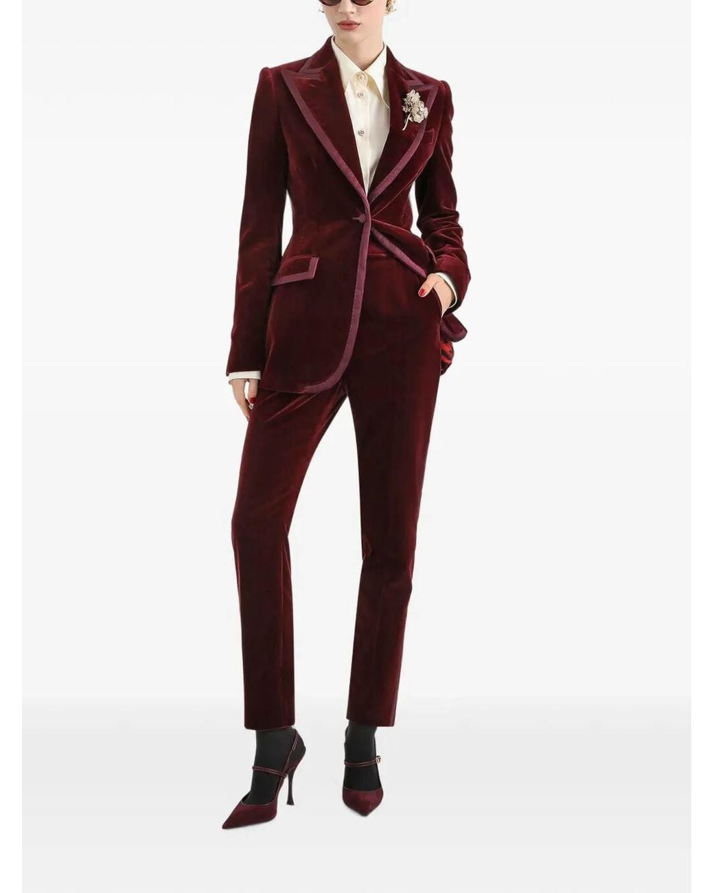 Dolce & Gabbana Red Velvet Trousers