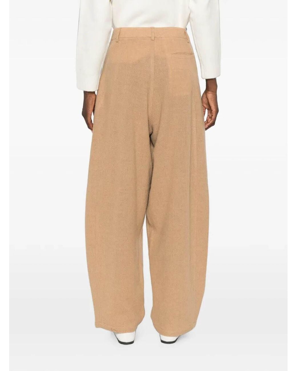 DARKPARK Natural Phebe Cashmere Wool Wide-Leg Pants