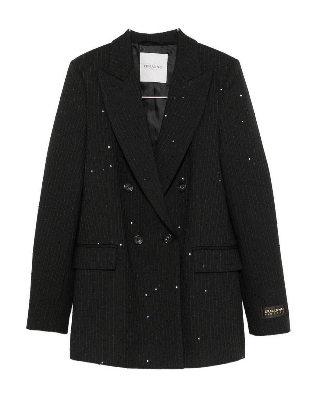ERMANNO FIRENZE Black Wool Double-Breasted Jacket