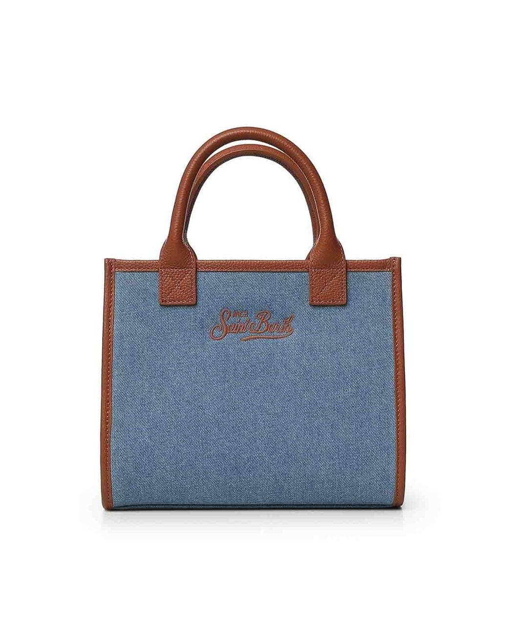 Mc2 Saint Barth Blue Denim And Leather Vanity Bag