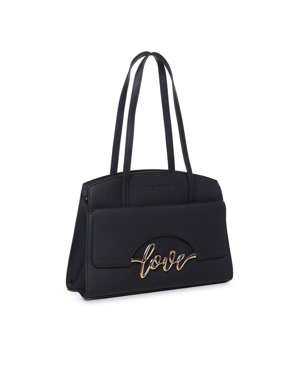 Love Moschino Black Shoulder Bag With Logo Writing